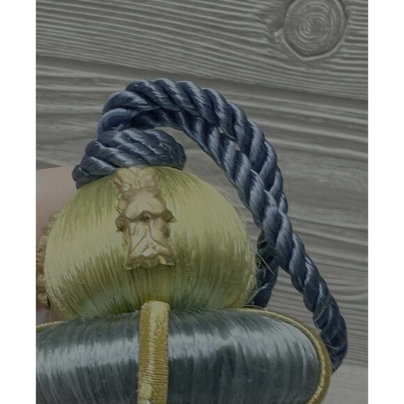 Vintage Christmas Threaded Beaded Tassel  5” Ornament Unique Blue Green Gold - Picture 6 of 8